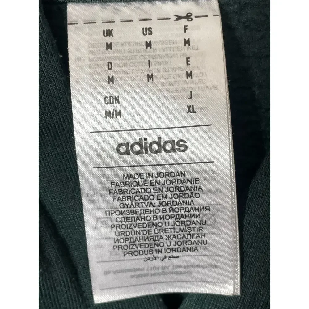 Adidas Mens Sweatshirt Hoodie Forest Green Zip Chest Pocket Size Medium JG8148